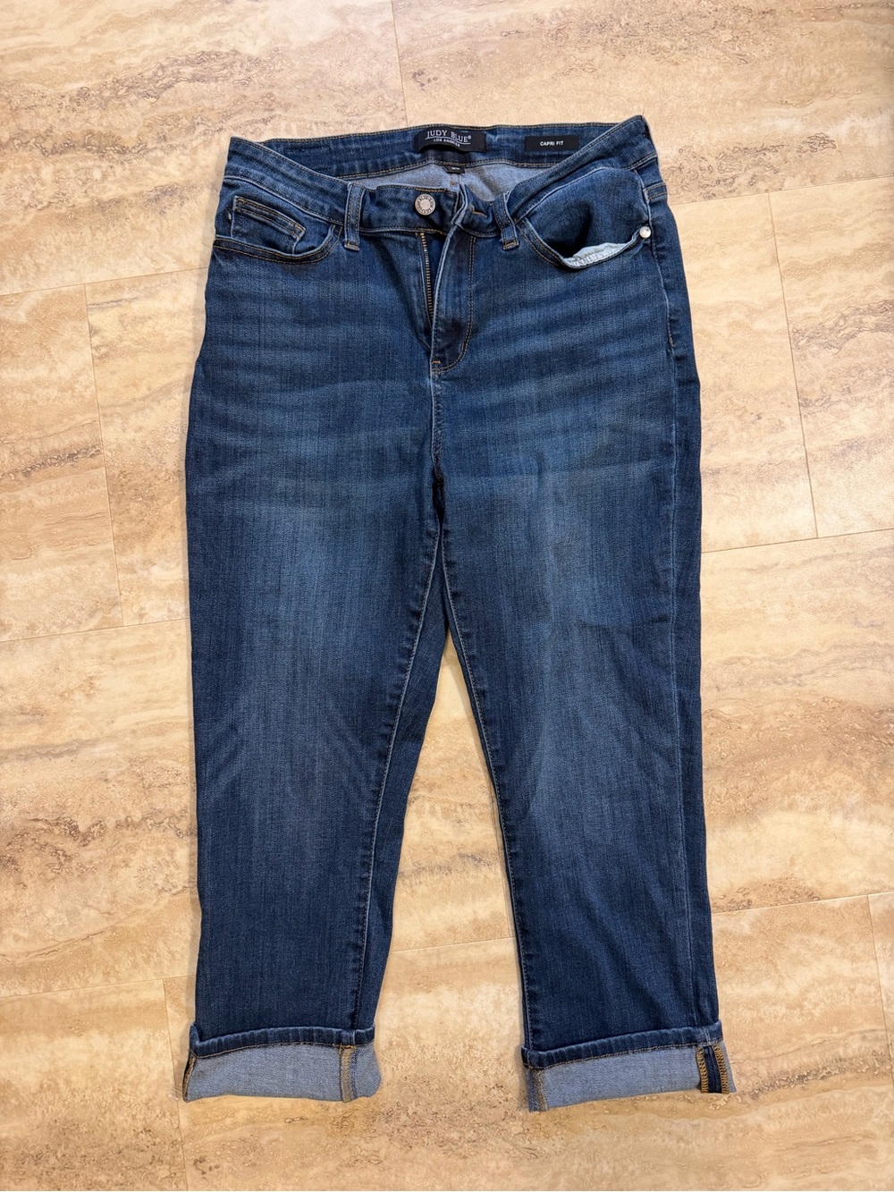 Judy Blue Women's Dark Wash Boyfriend Capri Jeans